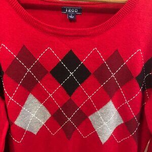 IZOD Sweater Men's Argyle Diamond Red Sz L